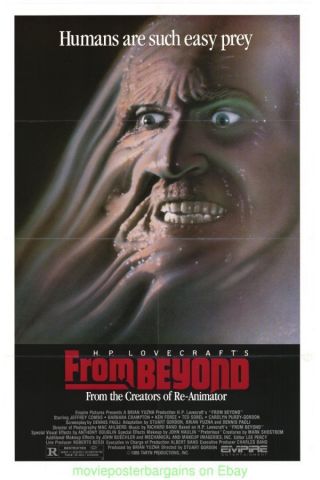 From Beyond Movie Poster Orig.  Folded 27x41 1986 H.  P.  Lovecraft Horror Film