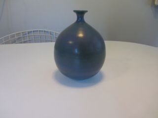 Vintage Vivid & Otto Heino Art Pottery Vase In Blue