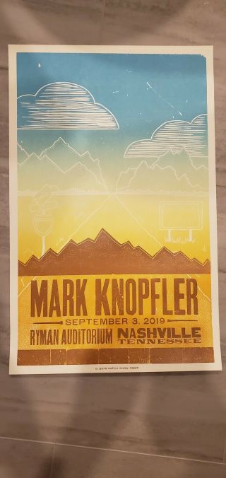 Mark Knopfler Ryman Hatch Show Print Nashville Dire Straights 2019 Poster