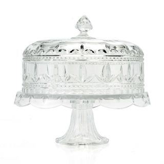 Marquis By Waterford Finley 12.  5 " 3 - In - 1 Crystal Cake Plate W/ Lid