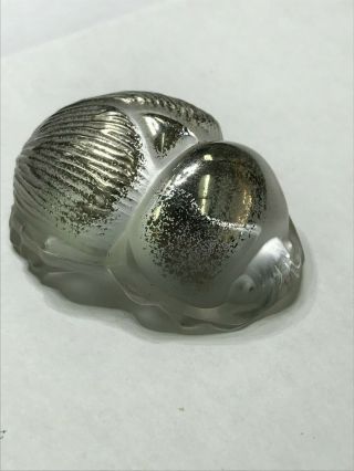 Vintage Rare Lalique Crystal Scarab Beetle Paperweight Figurine SILVER FROSTED 2