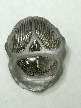 Vintage Rare Lalique Crystal Scarab Beetle Paperweight Figurine SILVER FROSTED 3