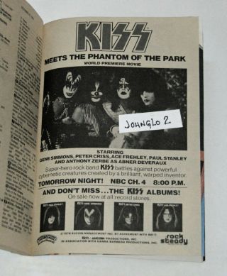 " Kiss Meets The Phantom " Movie Ad,  " Wkrp " - 1978 Ny Metro Tv Guide Near