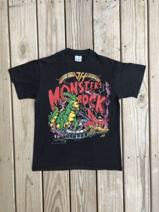 Vintage 1988 Single Stitch Van Halen Monsters Of Rock Tour T - Shirt Size Medium