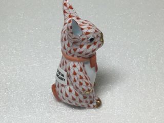 Herend Bunny Rabbit with Bowtie Bow Tie Rust Fishnet Figurine 15241 2
