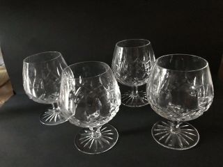 4 Waterford Crystal Lismore Brandy Snifter Glasses 5 1/4 " H