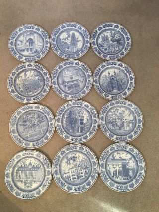 Full Set Of 12 Wedgewood Yale College 1931 Commemorative Plates.