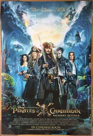 Pirates Of The Caribbean Dead Men Tell No Tales Movie Poster Ds Rare Orig 27x40