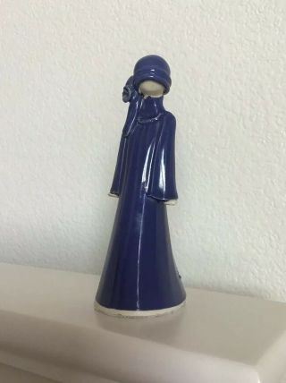 Louise Auger Woman In Blue Dress & Hat Figurine 5 - 1/4 " - Handmade Canada Pottery