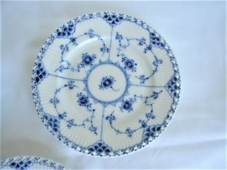 3 Royal Copenhagen Blue Fluted Full Lace Dessert Plates 1088 - 5 7/8 "