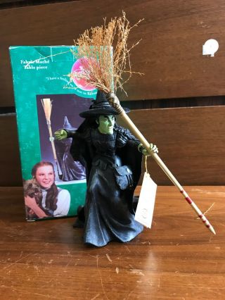 Kurt S.  Adler 2001 Wizard Of Oz Fabric Mache Wicked Witch W/broom Mib Figure