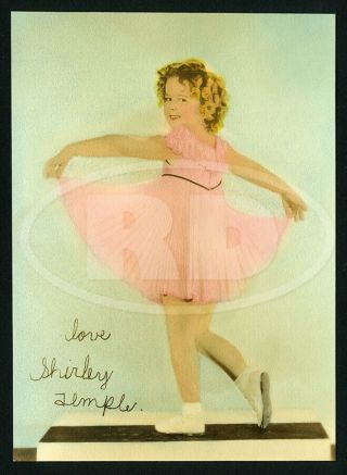 1935 Matte Finish Color Tint Trimmed 5x7 Studio Photo - Shirley Temple Curly Top