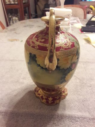 Vintage Nippon Vase - Floral Pattern - Heavy Gold Beading 52 Stamp 4