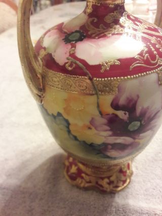 Vintage Nippon Vase - Floral Pattern - Heavy Gold Beading 52 Stamp 6