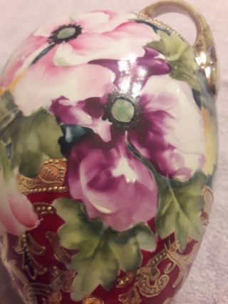 Vintage Nippon Vase - Floral Pattern - Heavy Gold Beading 52 Stamp 8