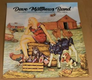 Dave Matthews Band Poster Tinley Park Artist Edition Signed/numbered By Artist
