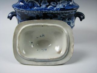 Antique Dark Blue Staffordshire Transferware Sugar Bowl circa 1825 5