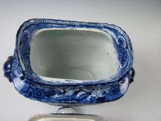 Antique Dark Blue Staffordshire Transferware Sugar Bowl circa 1825 6