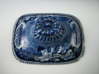 Antique Dark Blue Staffordshire Transferware Sugar Bowl circa 1825 8