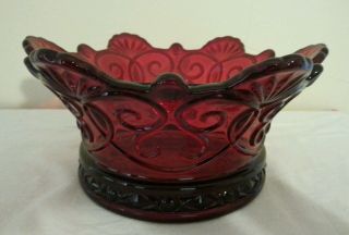 Rare Vintage Fostoria Navarre Crown Ruby Red Glass Bowl 2751/195 Circa 1961 - 65