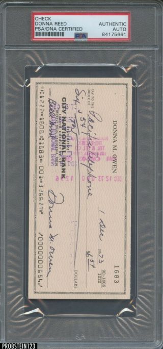 Donna Reed Academy Award Winner Here To Eternity Signed Cancelled Check Psa/dna