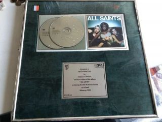 Double Platinum Cd Irish Award All Saints 1998 Album “all Saints” Nicky Appleton