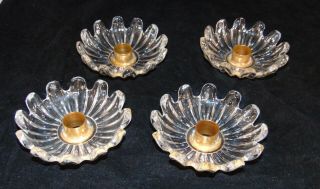4 Antique French Signed Baccarat Crystal Bronze Lamp Candelabra Bobeches Parts