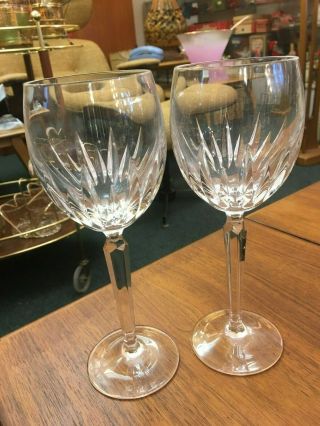Signed Pair Waterford Crystal Wynnewood 8 " White Wine Goblets