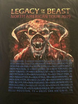 Iron Maiden: EXCLUSIVE ‘Legacy Of The Beast’ Tour 2019 Official L Event T - Shirt 2