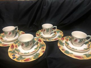 4settings Of Gien Farandole Teacup,  Saucer,  Desert Plate