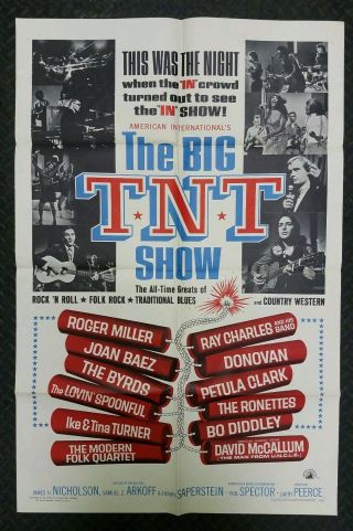 The Big Tnt Show One Sheet Movie Poster 27 " X41 " The Byrds,  Ray Charles,  Donovan