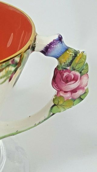 Paragon Flower Handle Cup & Saucer Double Warrant Rare 4