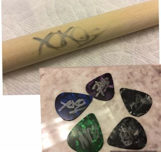 My Chemical Romance Autograph Signed Drumstick & Guitar Picks Set Gerard Way