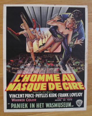 House Of Wax Horror Vincent Price Belgian Movie Poster 