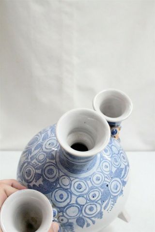 MCM Bjorn Wiinblad Denmark Studio Double Candlestick Pottery Head Vase Eames 6