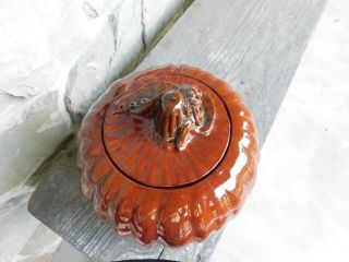 Dated 1999 Ned Foltz Pottery Redware Pumpkin Cookie Jar 4