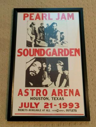 Soundgarden / Pearl Jam 1993 - Houston,  Tx - Concert Poster (framed) Wood Frame
