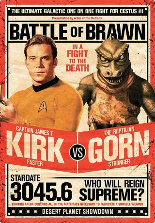 Star Trek - Kirk Vs Gorn - 8 X 11.  5 Tin Sign - - 30173