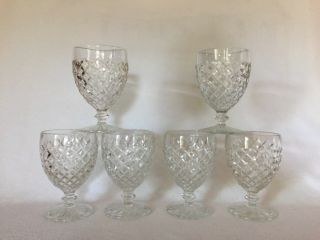 6 Anchor Hocking Waterford Waffle Crystal Water Goblets U.  S