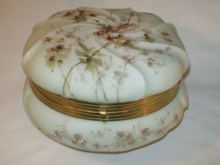 Large Rare Wave Crest C F Monroe Floral Swirl Dresser Vanity Box Jar Excel