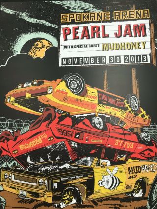 Pearl Jam Concert Poster - 11.  30.  13 Spokane,  Wa