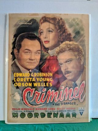 Vintage Movie Poster Of " The Stranger ",  O Welles/l Young/eg Robinson