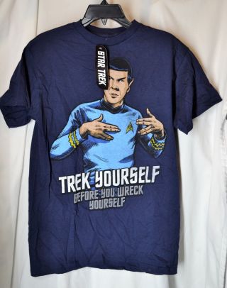 Star Trek Sz M " Trek Yourself Before You Wreck Yourself " Spock T - Shirt (c9) Ne