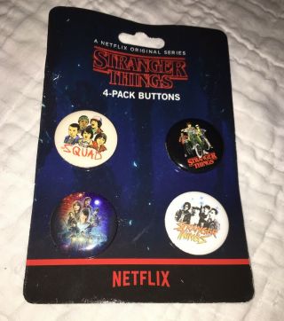 Stranger Things Set Of 4 Button Pins Official Merchandise Squad