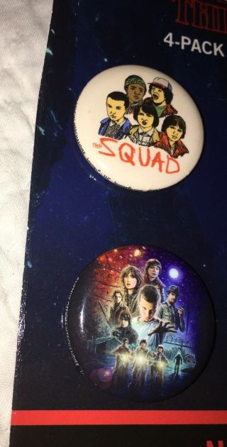 STRANGER THINGS Set of 4 Button Pins Official Merchandise SQUAD 2