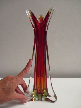 Mid - Century Modern Murano Flavio Poli Seguso Sommerso Art Glass Vase C1960