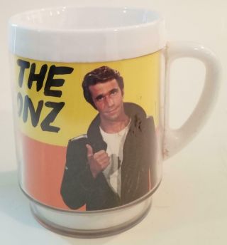 Vintage 1976 The Fonz Fonzie Happy Days Melamine Coffee Tea Mug Cup 10 Oz