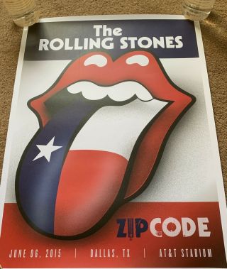 The Rolling Stones Zipcode 6/6/15 Dallas Tx Limited Edition 224/900 Lithograph