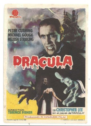 Pteb 062 Christopher Lee Dracula Peter Cushing Hammer Spanish Herald Mini Poster