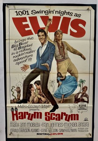 Harum Scarum Movie Poster (good) One Sheet 1965 Folded Elvis Presley 4345